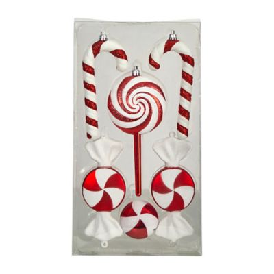Image showing  Shatterproof Assorted Candy Cane Ornaments, 6 pc.