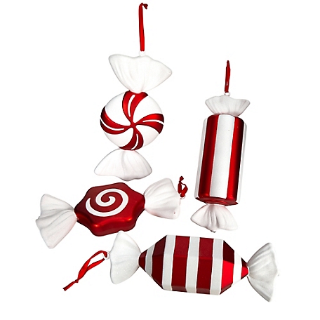 Nearly Natural 12 in. Jumbo Assorted Candy Deluxe Shatterproof Christmas Ornaments, 4 pk.