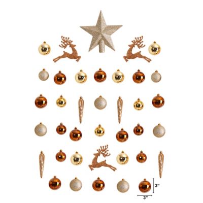 Image showing  Lux Shatterproof Christmas Tree Ornament Set with Reusable Storage Container, Gold, 40 pc.