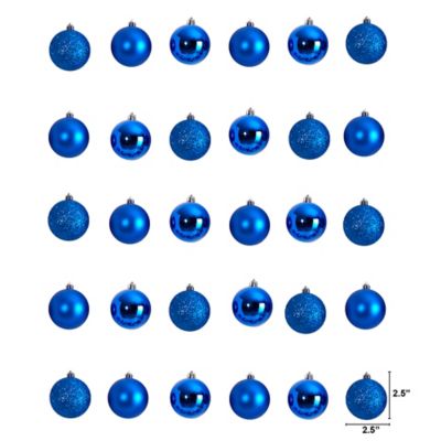 Image showing  Shatterproof Christmas Tree Ornament Set with Reusable Storage Container, Blue, 30 pc.