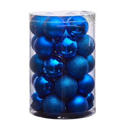 Image showing  Shatterproof Christmas Tree Ornament Set with Reusable Storage Container, Blue, 30 pc.