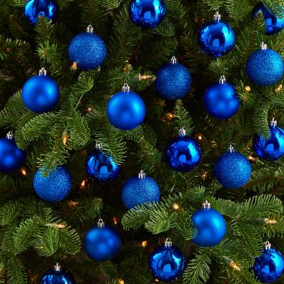 Image showing  Shatterproof Christmas Tree Ornament Set with Reusable Storage Container, Blue, 30 pc.