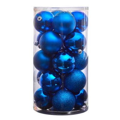 Image showing  Shatterproof Christmas Tree Ornament Set with Reusable Storage Container, Blue, 20 pc.