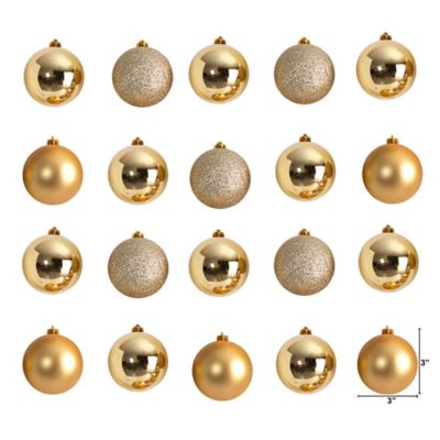 Image showing  Shatterproof Christmas Tree Ornament Set with Reusable Storage Container, Gold, 20 pc.