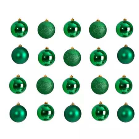 Nearly Natural 3" Shatterproof Christmas Tree Ornament Set with Reusable Storage Container Green 20 Pack Christmas Ornaments & Tree Toppers