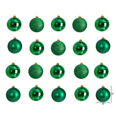Image showing  Shatterproof Christmas Tree Ornament Set with Reusable Storage Container, Green, 20 pc.
