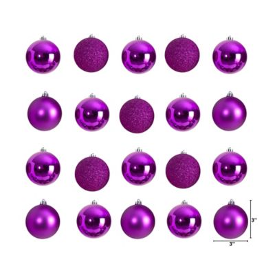 Image showing  Shatterproof Christmas Tree Ornament Set with Reusable Storage Container, Pink, 20 pc.