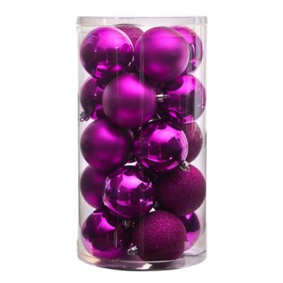 Image showing  Shatterproof Christmas Tree Ornament Set with Reusable Storage Container, Pink, 20 pc.