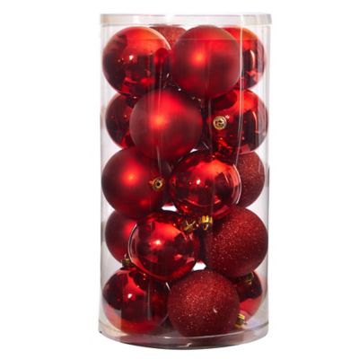 Image showing  Shatterproof Christmas Tree Ornament Set with Reusable Storage Container, Red, 20 pc.