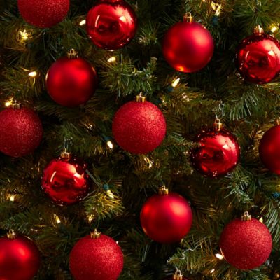 Image showing  Shatterproof Christmas Tree Ornament Set with Reusable Storage Container, Red, 20 pc.