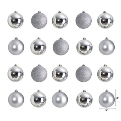 Image showing  Shatterproof Christmas Tree Ornament Set with Reusable Storage Container, Silver, 20 pc.