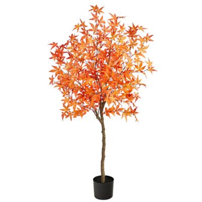 Nearly Natural 5 ft. Autumn Maple Artificial Tree, Orange
