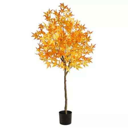 Nearly Natural 5-Foot Artificial Fall Maple Tree Yellow Artificial Plants & Flowers