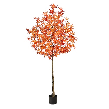 Nearly Natural 6 ft. Autumn Maple Artificial Tree, Orange