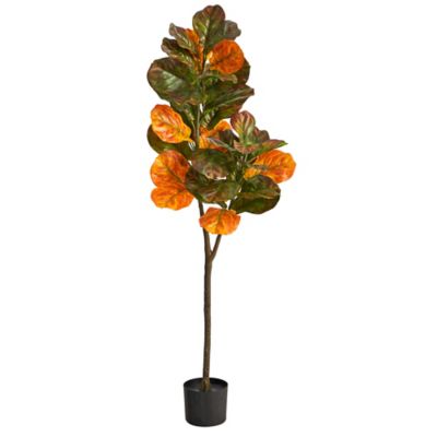 Nearly Natural 4.5 ft. Autumn Fiddle Leaf Artificial Fall Tree