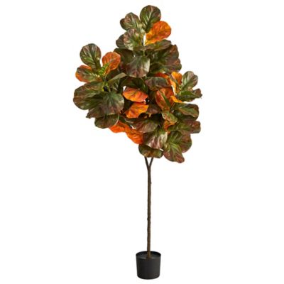 Nearly Natural 6 ft. Autumn Fiddle Leaf Artificial Tree
