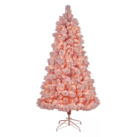 Nearly Natural 7-Foot Pink Cashmere Artificial Christmas Tree with LED Lights and Bendable Branches Artificial Christmas Trees