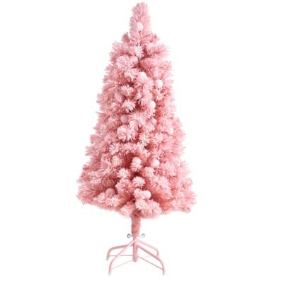 Image showing  4 ft. Holiday Frosted Pink Cashmere Artificial Christmas Tree with 30 Jumbo Multicolor Globe LED Lights