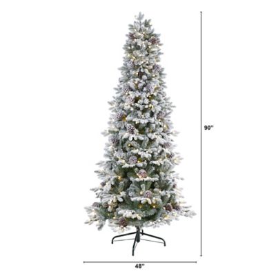 Image showing  7.5 ft. Flocked Alaskan Artificial Christmas Tree with LED Lights and Bendable Branches