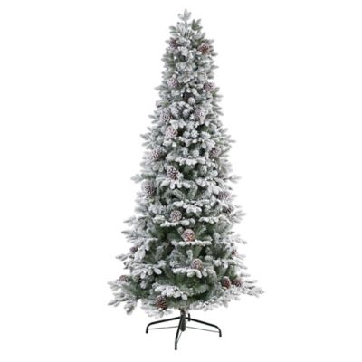 Image showing  7.5 ft. Flocked Alaskan Artificial Christmas Tree with LED Lights and Bendable Branches