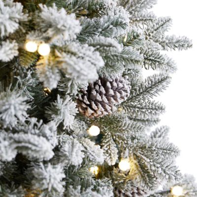 Image showing  7.5 ft. Flocked Alaskan Artificial Christmas Tree with LED Lights and Bendable Branches