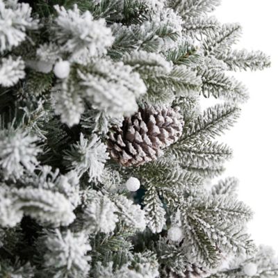 Image showing  7.5 ft. Flocked Alaskan Artificial Christmas Tree with LED Lights and Bendable Branches