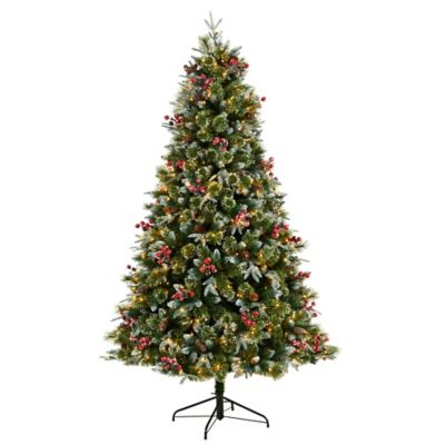 Nearly Natural 7.5 ft. Snow-Tipped Aspen Spruce Artificial Christmas Tree with LED Lights