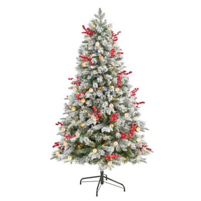 Nearly Natural 6 ft. Snow-Tipped Norwegian Fir Pre-Lit Artificial Christmas Tree