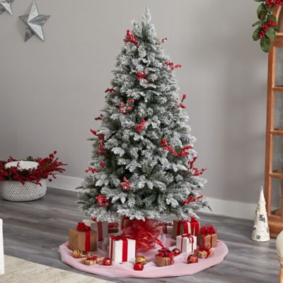 Image showing 7 th Nearly Natural 6 ft. Snow-Tipped Norwegian Fir Pre-Lit Artificial Christmas Tree
