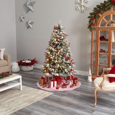 Image showing 8 th Nearly Natural 6 ft. Snow-Tipped Norwegian Fir Pre-Lit Artificial Christmas Tree