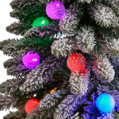 Image showing  3 ft. Flocked Highland Fir Artificial Christmas Tree in Decorative Planter