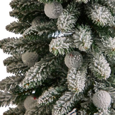 Image showing  3 ft. Flocked Highland Fir Artificial Christmas Tree in Decorative Planter