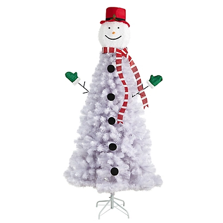 Nearly Natural 6.5 ft. Snowman Artificial Christmas Tree with Bendable Branches
