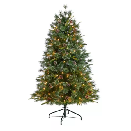 Nearly Natural 4 ft Snowy Tip Clermont Mixed Pine Artificial Christmas Tree Artificial Christmas Trees