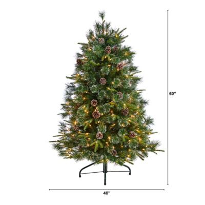Image showing  5 ft. Snowed-Tipped Clermont Mixed Pine Artificial Christmas Tree with Clear Lights