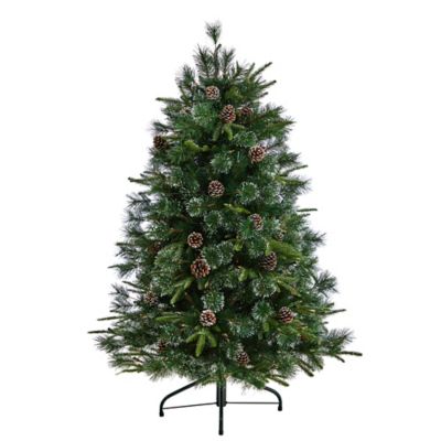 Image showing  5 ft. Snowed-Tipped Clermont Mixed Pine Artificial Christmas Tree with Clear Lights