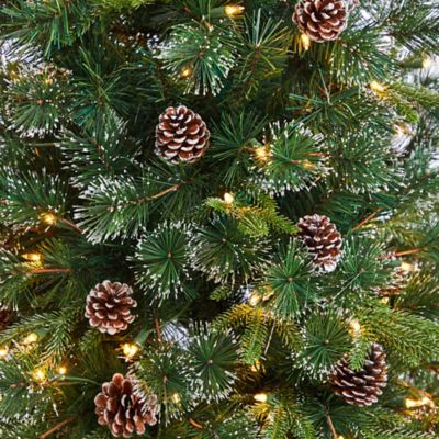Image showing  5 ft. Snowed-Tipped Clermont Mixed Pine Artificial Christmas Tree with Clear Lights