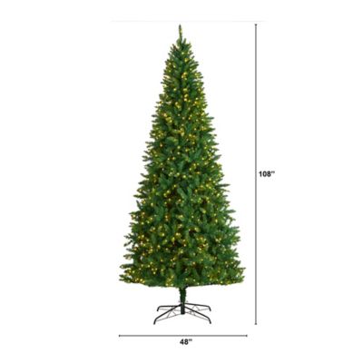 Image showing  9 ft. Green Valley Fir Artificial Christmas Tree with Clear LED Lights and Bendable Branches
