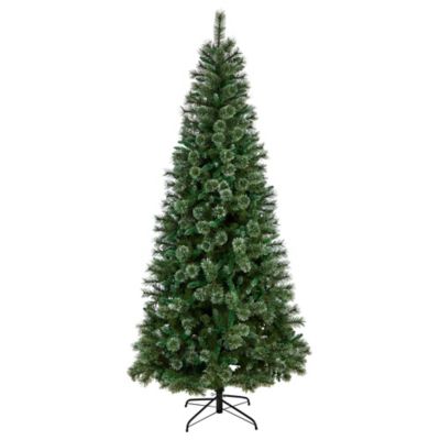 Image showing  8 ft. Wisconsin Slim Snow-Tipped Pine Artificial Christmas Tree with Clear LED Lights, Bendable Branches