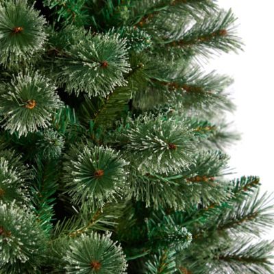 Image showing  8 ft. Wisconsin Slim Snow-Tipped Pine Artificial Christmas Tree with Clear LED Lights, Bendable Branches