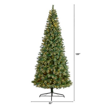 Image showing  10 ft. Wisconsin Slim Snow-Tipped Pine Artificial Christmas Tree with Clear LED Lights