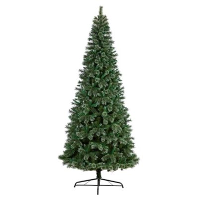 Image showing  10 ft. Wisconsin Slim Snow-Tipped Pine Artificial Christmas Tree with Clear LED Lights