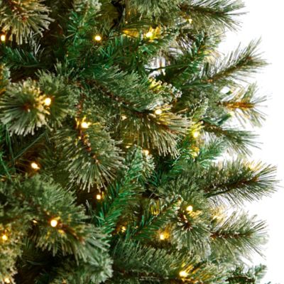 Image showing  10 ft. Wisconsin Slim Snow-Tipped Pine Artificial Christmas Tree with Clear LED Lights