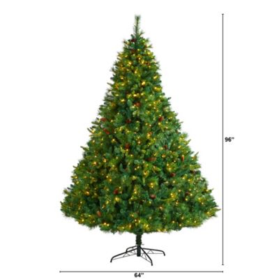 Image showing  8 ft. West Virginia Full Bodied Mixed Pine Artificial Christmas Tree with Clear LED Lights and Pine Cones