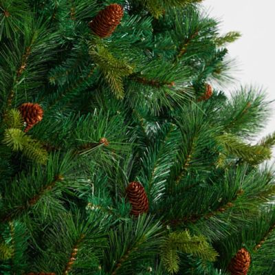 Image showing  8 ft. West Virginia Full Bodied Mixed Pine Artificial Christmas Tree with Clear LED Lights and Pine Cones