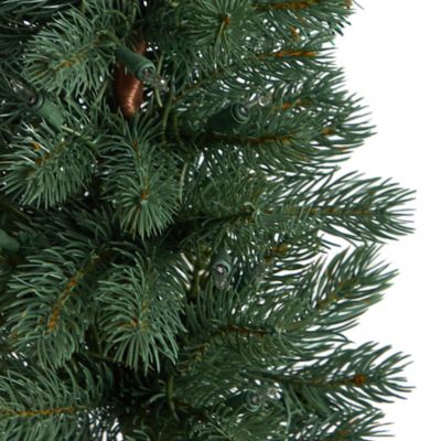 Image showing  3 ft. Green Pine Artificial Christmas Tree with Warm White Lights in Burlap Base