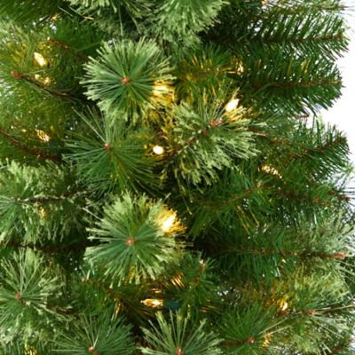 Image showing  8 ft. Green Pencil Artificial Christmas Tree with Clear Multifunction LED Lights and Bendable Branches
