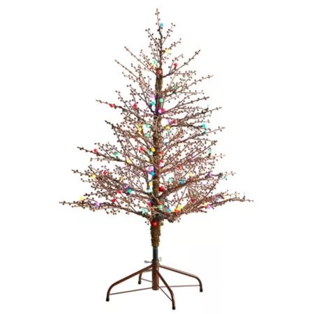 Nearly Natural 4-Foot Frosted Berry Twig Artificial Christmas Tree with Lights Artificial Christmas Trees