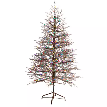 Nearly Natural 6-Foot Frosted Berry Twig Artificial Christmas Tree with LED Lights Artificial Christmas Trees