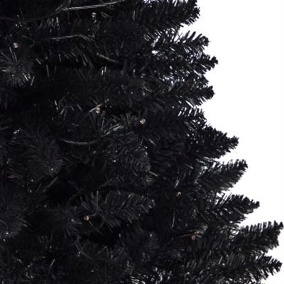 Image showing  4 ft. Black Halloween Artificial Christmas Tree with Orange LED Lights in Urn